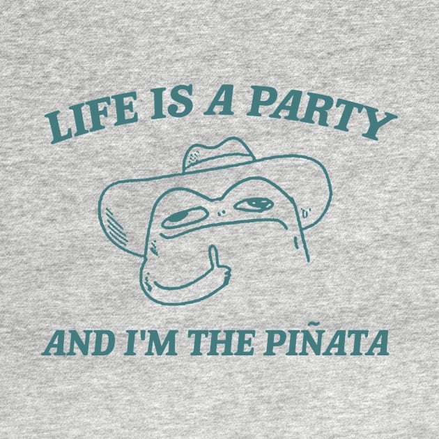 Life is a party and i'm the pinata, Funny Frog T-shirt, Meme Shirt, Cowboy Frog by Y2KERA